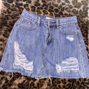 PacSun Light Blue Distressed Denim Mini Skirt